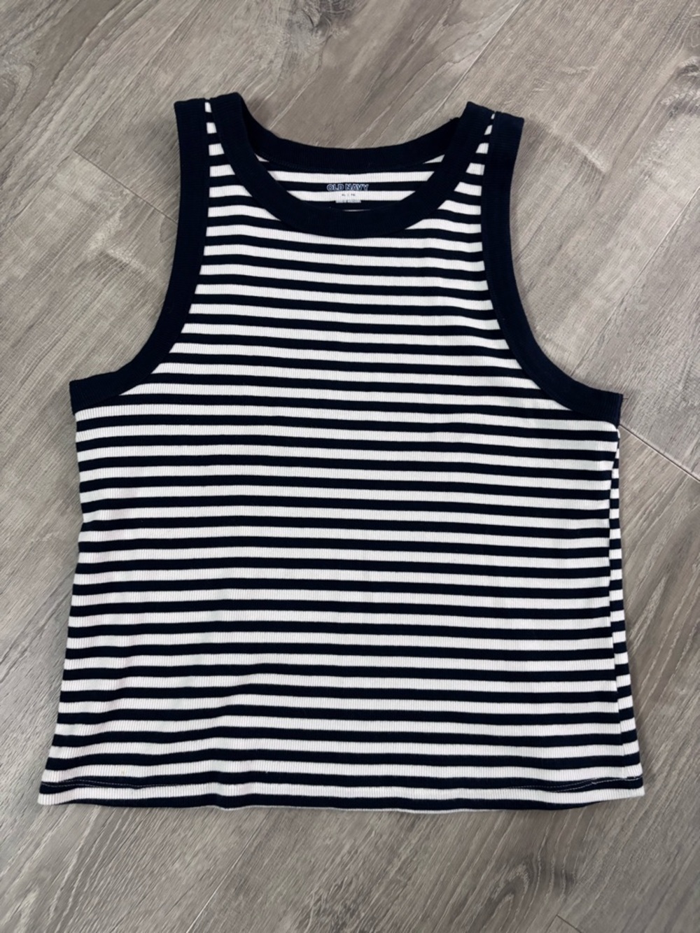 Old Navy , blue & White Striped Ribbed Tank Top